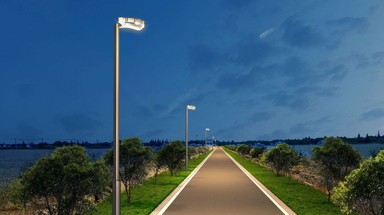 Effet nocturne de l'éclairage extérieur commercial