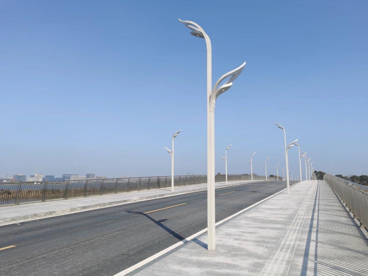 Уличные светодиодные фонари на столбах