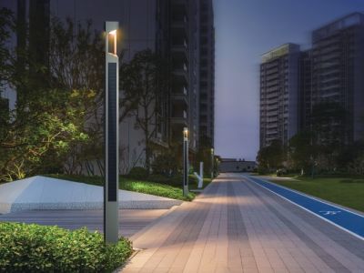 efeito de lavagem de parede de luz de degrau de iluminação paisagística com corte
