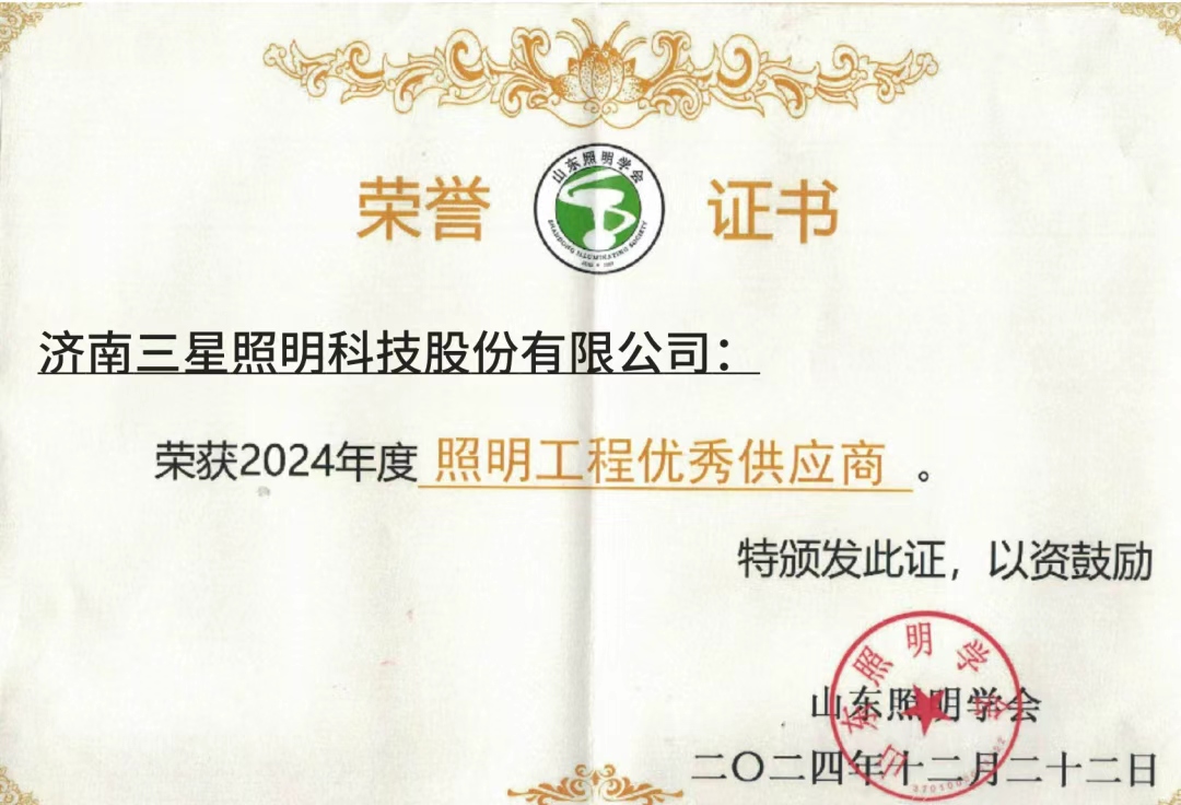 Sanxing Lighting participó en la Conferencia Anual Académica de 2024 de la Sociedad de Ingeniería de Iluminación de Shandong y recibió el título de Excelente Proveedor de Ingeniería de Iluminación. Sanxing Lighting participó en la Conferencia Anual Académica de 2024 de la Sociedad de Ingeniería de Iluminación de Shandong y recibió el título de Excelente Proveedor de Ingeniería de Iluminación.