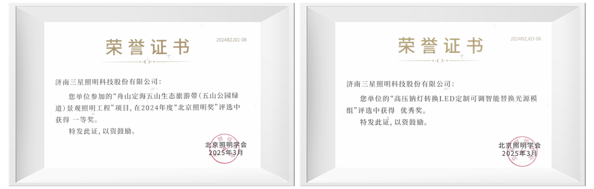SanXing Lighting telah dianugerahkan Hadiah Pertama Anugerah Pencahayaan Beijing.